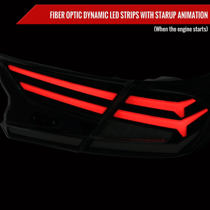 2018-2022 Honda Accord Sedan LED Sequential Signal Tail Lights (Matte Black Housing/Clear Lens)