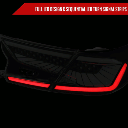 2018-2022 Honda Accord Sedan SQ2 LED Sequential Signal Tail Lights (Matte Black Housing/Clear Lens)