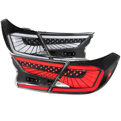 2018-2022 Honda Accord Sedan SQ2 LED Sequential Signal Tail Lights (Matte Black Housing/Clear Lens)