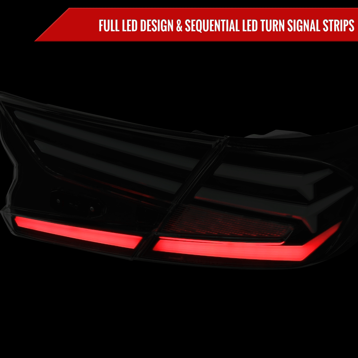 2018-2022 Honda Accord Sedan LED Sequential Signal Tail Lights (Glossy Black Housing/Smoked Lens)