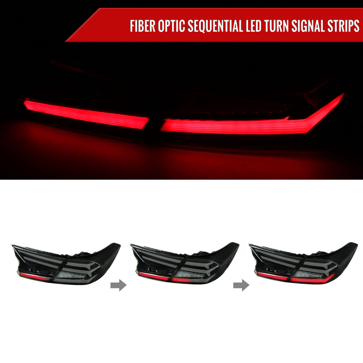 2018-2022 Honda Accord Sedan LED Sequential Signal Tail Lights (Glossy Black Housing/Smoked Lens)
