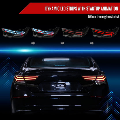 2018-2022 Honda Accord Sedan LED Sequential Signal Tail Lights (Glossy Black Housing/Smoked Lens)