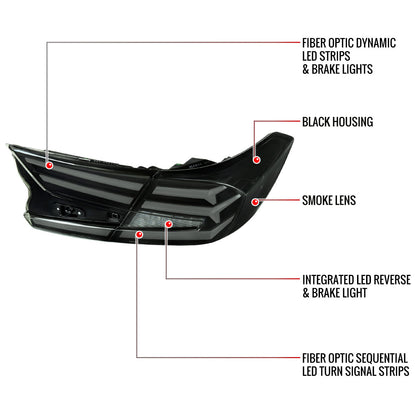 2018-2022 Honda Accord Sedan LED Sequential Signal Tail Lights (Glossy Black Housing/Smoked Lens)
