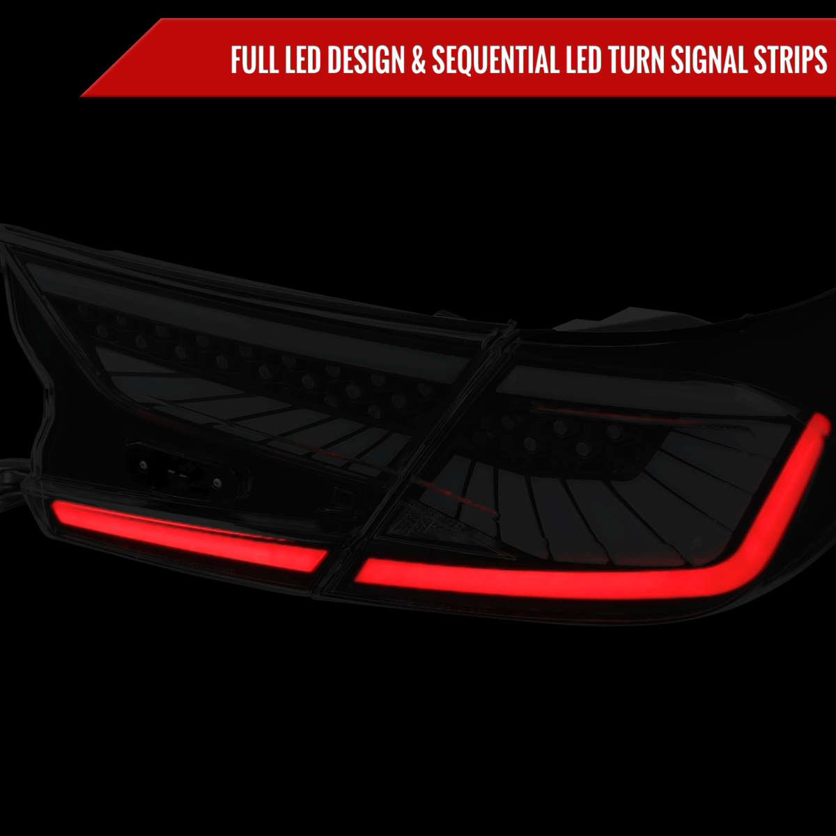 2018-2022 Honda Accord Sedan SQ2 LED Sequential Signal Tail Lights (Glossy Black Housing/Smoked Lens)