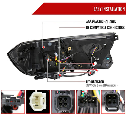 2018-2022 Honda Accord Sedan Red LED Sequential Signal Tail Lights (Matte Black Housing/Smoked Lens)