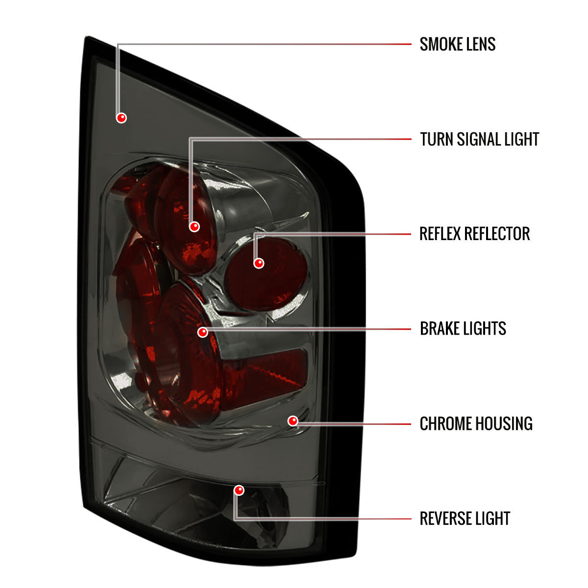 2005-2015 Nissan Armada Tail Lights (Chrome Housing/Smoked Lens)