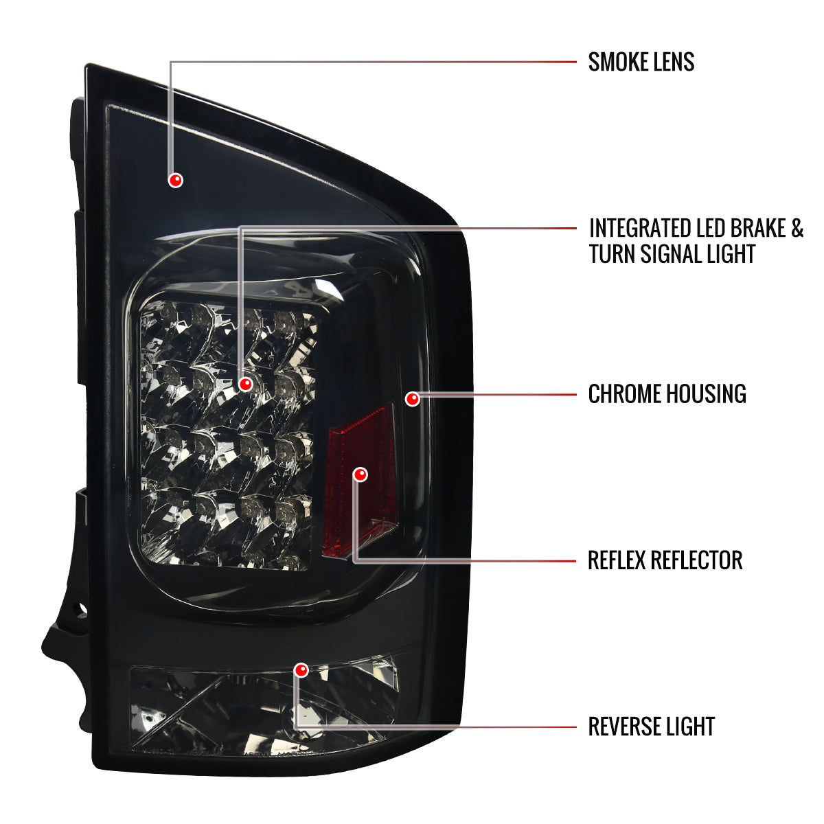 2005-2015 Nissan Armada LED Tail Lights (Chrome Housing/Smoked Lens)