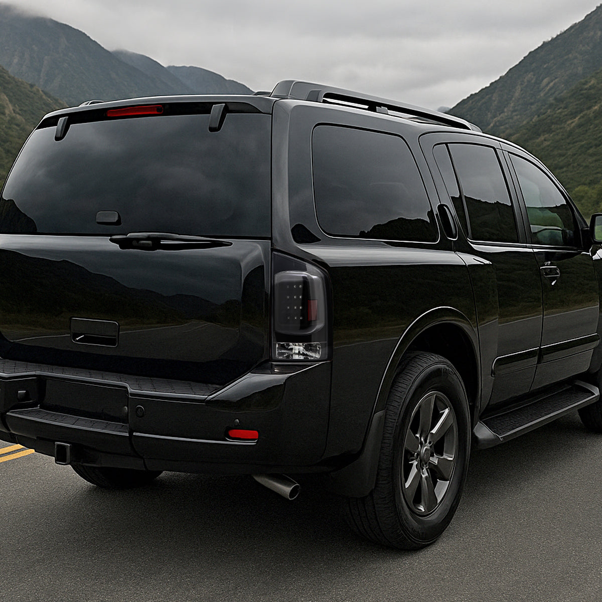 2005-2015 Nissan Armada V2 LED Tail Lights (Matte Black Housing/Clear Lens)