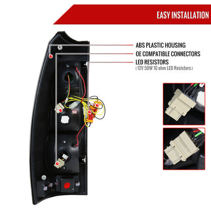 2007-2012 Chevrolet Avalanche LED Tail Lights (Glossy Black Housing/Smoked Lens)