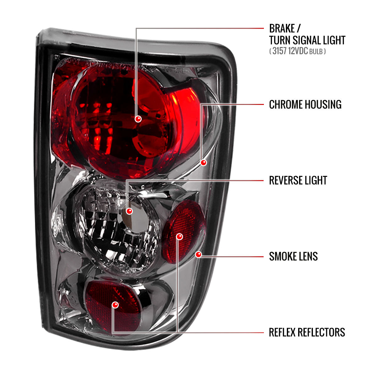 1995-2004 Chevrolet Blazer/S10 GMC Jimmy/Envoy Oldmosbile Bravada Tail Lights (Chrome Housing/Smoked Lens)