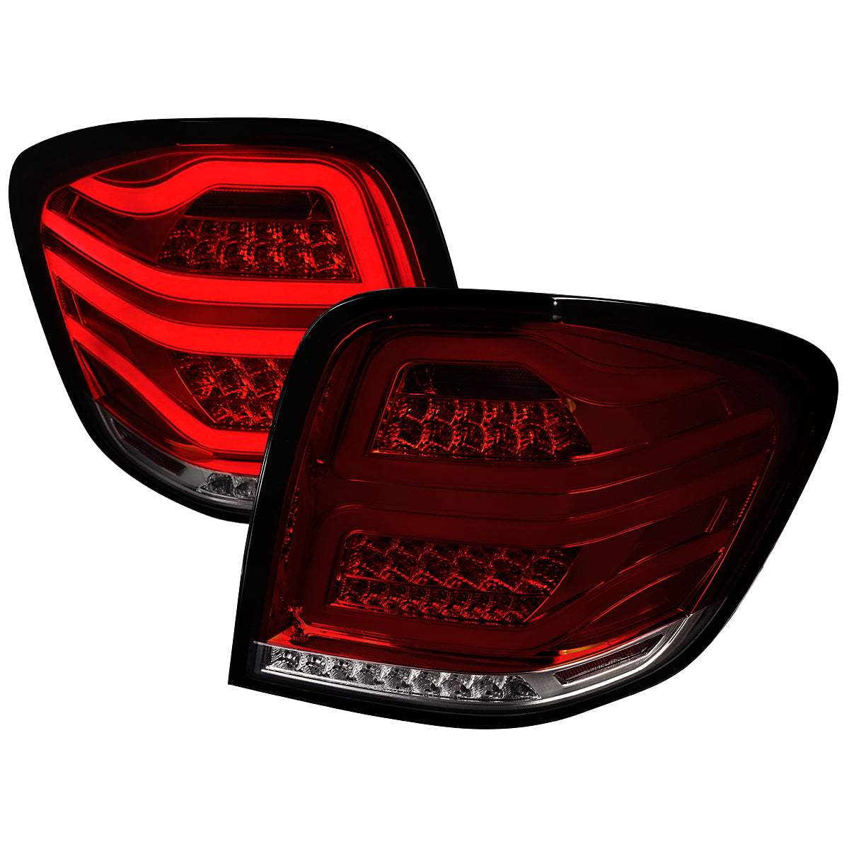 2006-2011 Mercedes Benz W164 ML Class LED Tail Lights (Chrome Housing/Red Smoked Lens)