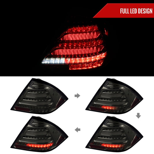 2001-2004 Mercedes Benz W203 C-Class Sequential Turn Signal LED Tail Lights (Chrome Housing/Smoked Lens)