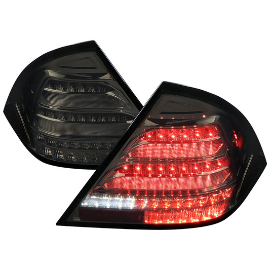 2001-2004 Mercedes Benz W203 C-Class Sequential Turn Signal LED Tail Lights (Chrome Housing/Smoked Lens)