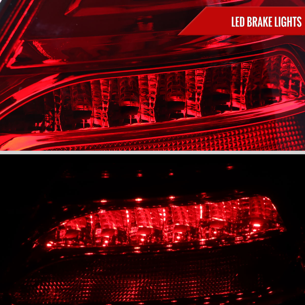 2001-2004 Mercedes Benz W203 C-Class Sequential Turn Signal LED Tail Lights (Chrome Housing/Red Lens)