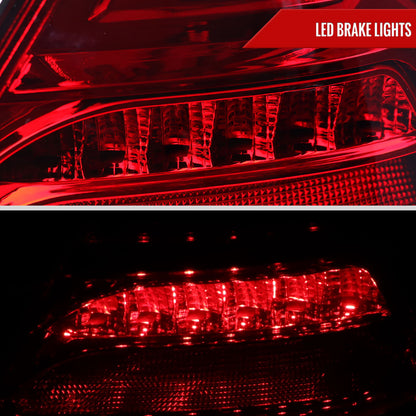 2001-2004 Mercedes Benz W203 C-Class Sequential Turn Signal LED Tail Lights (Chrome Housing/Red Lens)