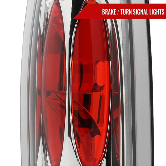 1988-2000 Chevrolet C/K C10/Silverado/Tahoe/Suburban GMC Sierra/Jimmy/Yukon Tail Lights (Chrome Housing/Clear Lens)