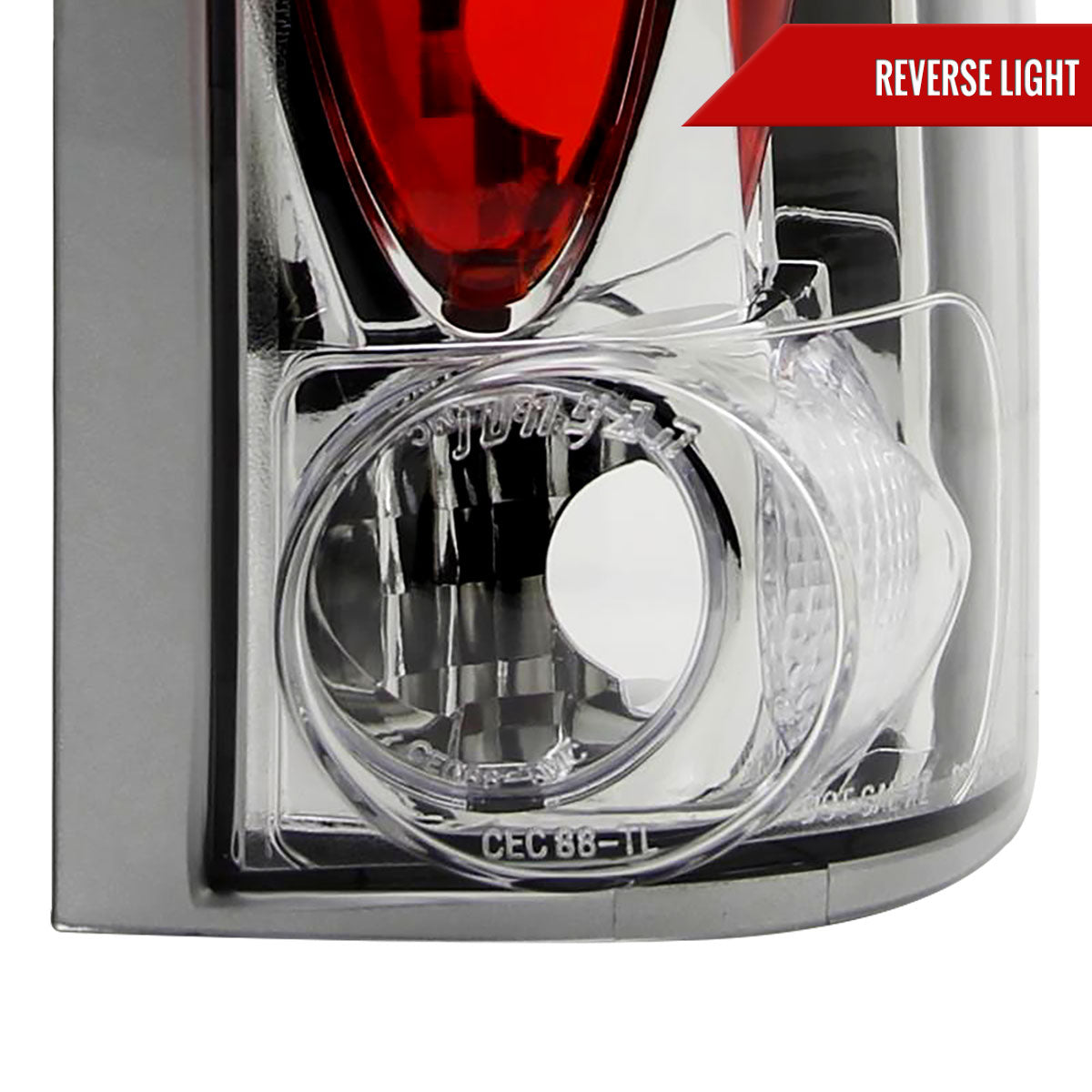 1988-2000 Chevrolet C/K C10/Silverado/Tahoe/Suburban GMC Sierra/Jimmy/Yukon Tail Lights (Chrome Housing/Clear Lens)
