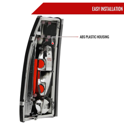 1988-2000 Chevrolet C/K C10/Silverado/Tahoe/Suburban GMC Sierra/Jimmy/Yukon Tail Lights (Chrome Housing/Smoked Lens)