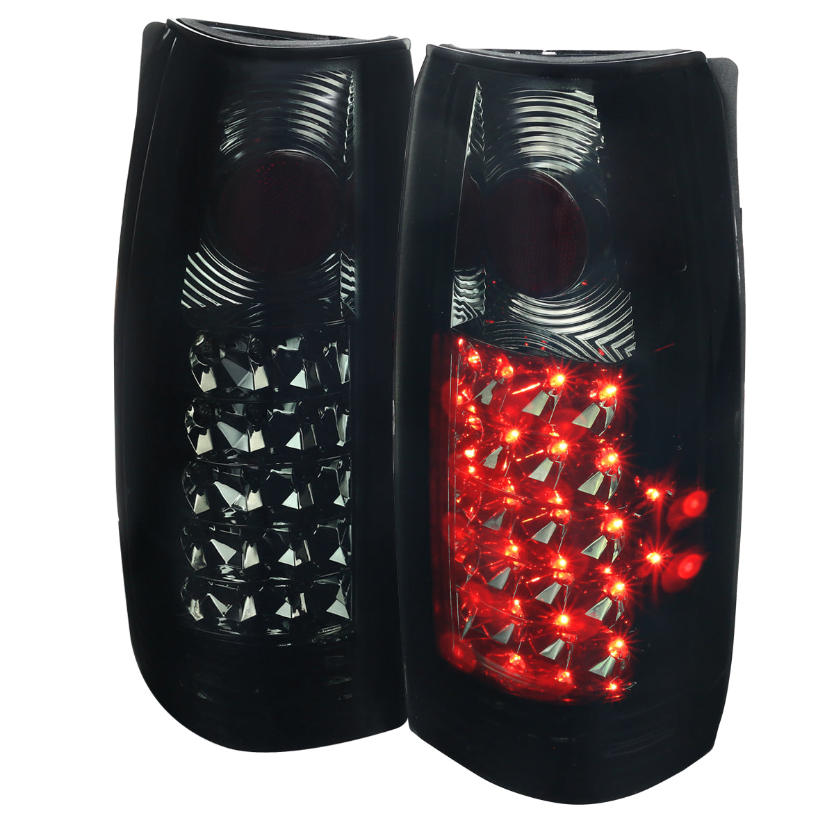 1988-2000 Chevrolet C/K C10/Silverado/Tahoe/Suburban GMC Sierra/Jimmy/Yukon APC LED Tail Lights (Chrome Housing/Smoked Lens)