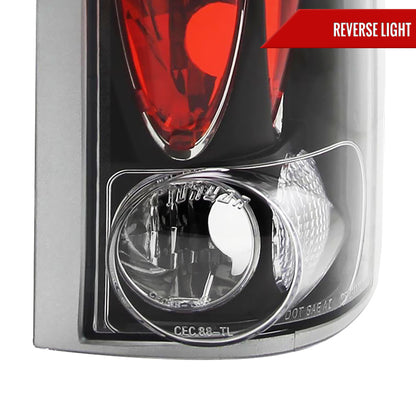 1988-2000 Chevrolet C/K C10/Silverado/Tahoe/Suburban GMC Sierra/Jimmy/Yukon Tail Lights (Matte Black Housing/Clear Lens)