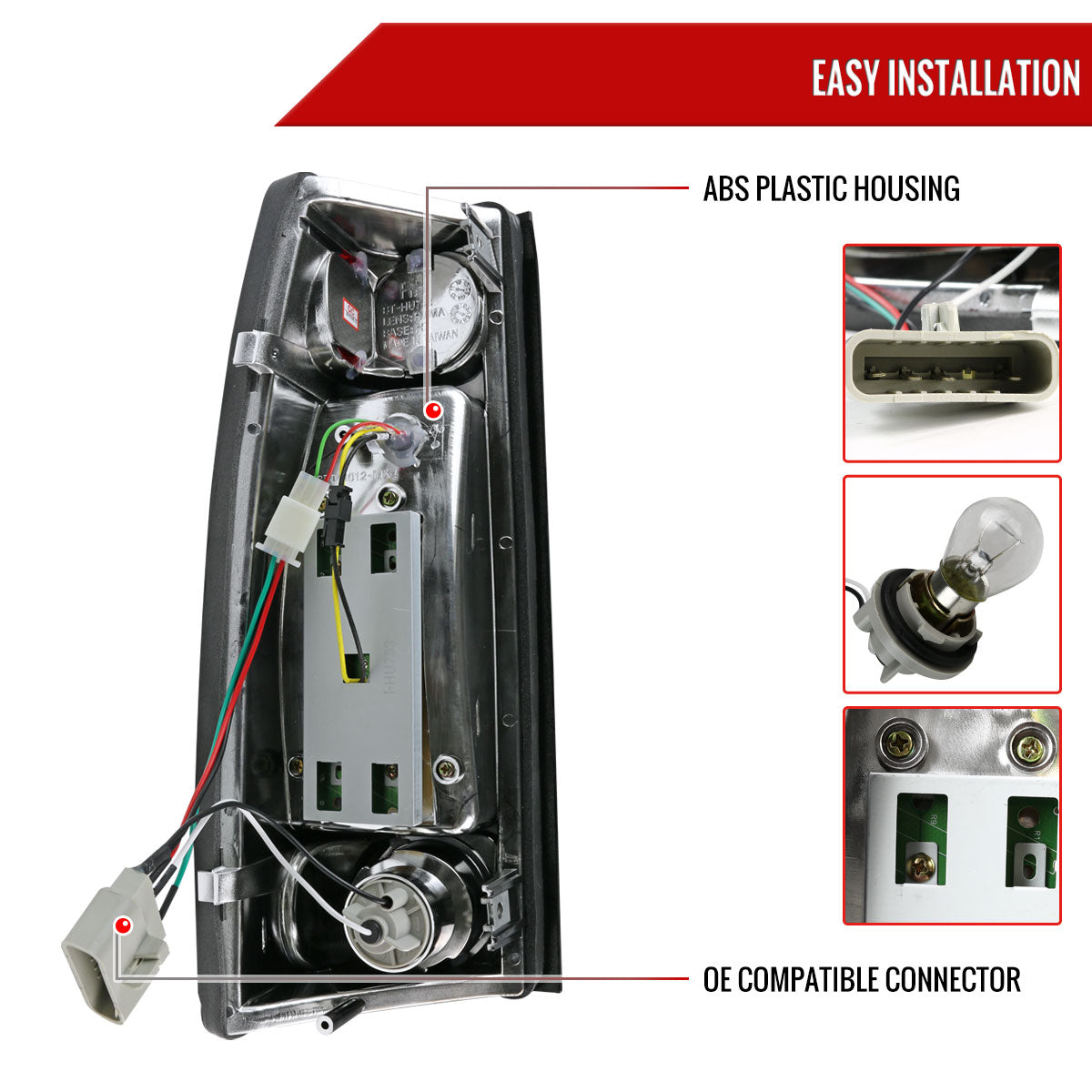 1988-2000 Chevrolet C/K C10/Silverado/Tahoe/Suburban GMC Sierra/Jimmy/Yukon LED Tail Lights (Matte Black Housing/Clear Lens)