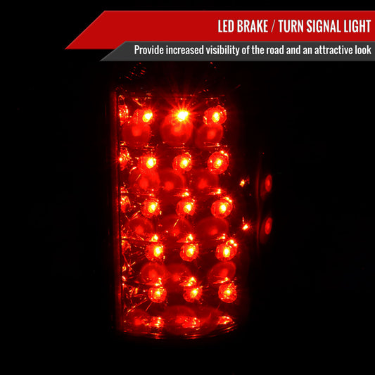 1988-2000 Chevrolet C/K C10/Silverado/Tahoe/Suburban GMC Sierra/Jimmy/Yukon APC LED Tail Lights (Chrome Housing/Red Smoked Lens)