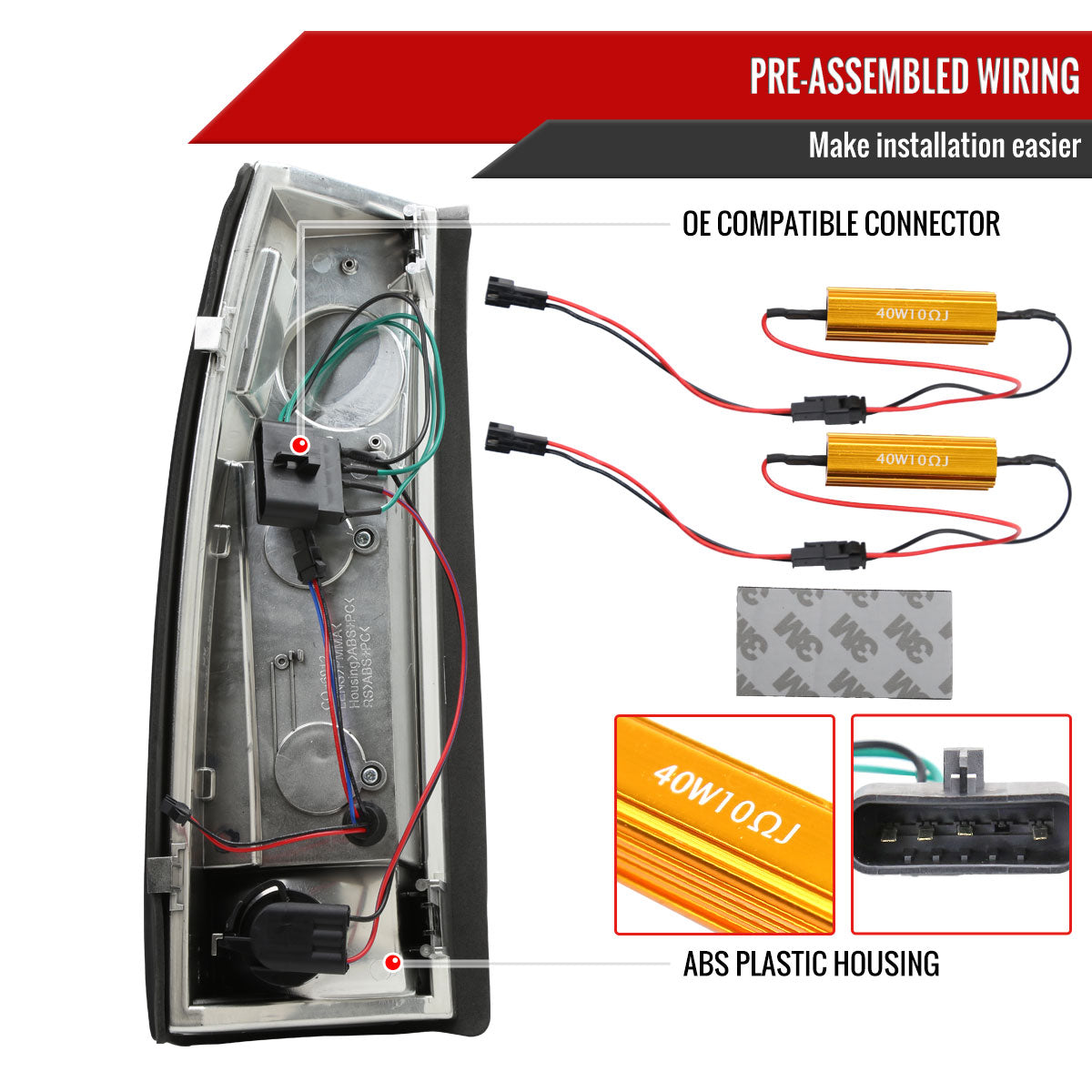 1988-2000 Chevrolet C/K C10/Silverado/Tahoe/Suburban GMC Sierra/Jimmy/Yukon APC LED Tail Lights (Chrome Housing/Red Smoked Lens)