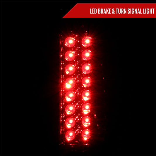 1988-2000 Chevrolet C/K C10/Silverado/Tahoe/Suburban GMC Sierra/Jimmy/Yukon LED Tail Lights (Chrome Housing/Red Clear Lens)