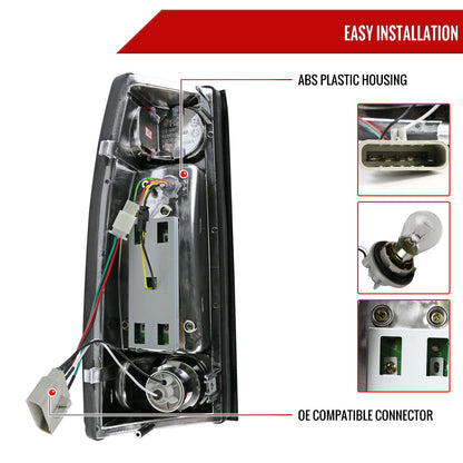 1988-2000 Chevrolet C/K C10/Silverado/Tahoe/Suburban GMC Sierra/Jimmy/Yukon LED Tail Lights (Chrome Housing/Red Clear Lens)