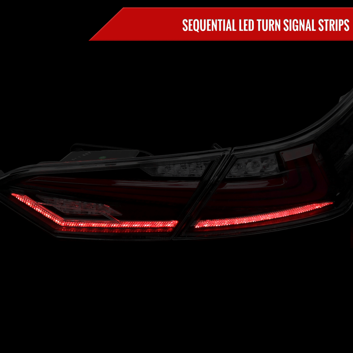 2018-2022 Toyota Camry LED Tail Lights w/ Sequential Signal Lamps (Jet Black Housing/Clear Lens)
