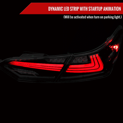 2018-2022 Toyota Camry LED Tail Lights w/ Sequential Signal Lamps (Jet Black Housing/Clear Lens)