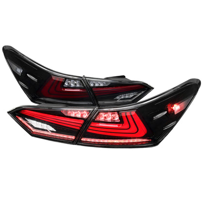 2018-2022 Toyota Camry LED Tail Lights w/ Sequential Signal Lamps (Jet Black Housing/Clear Lens)