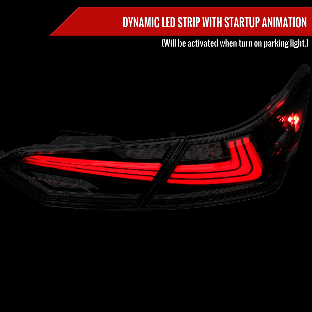 2018-2022 Toyota Camry LED Tail Lights w/ Sequential Signal Lamps (Glossy Black Housing/Smoked Lens)