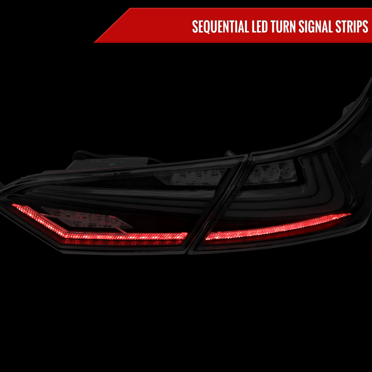 2018-2022 Toyota Camry LED Tail Lights w/ Sequential Signal Lamps (Matte Black Housing/Clear Lens)