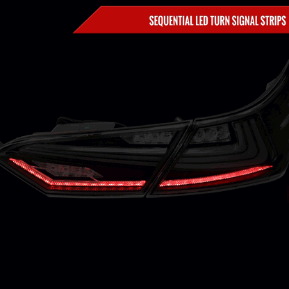 2018-2022 Toyota Camry LED Tail Lights w/ Sequential Signal Lamps (Matte Black Housing/Clear Lens)