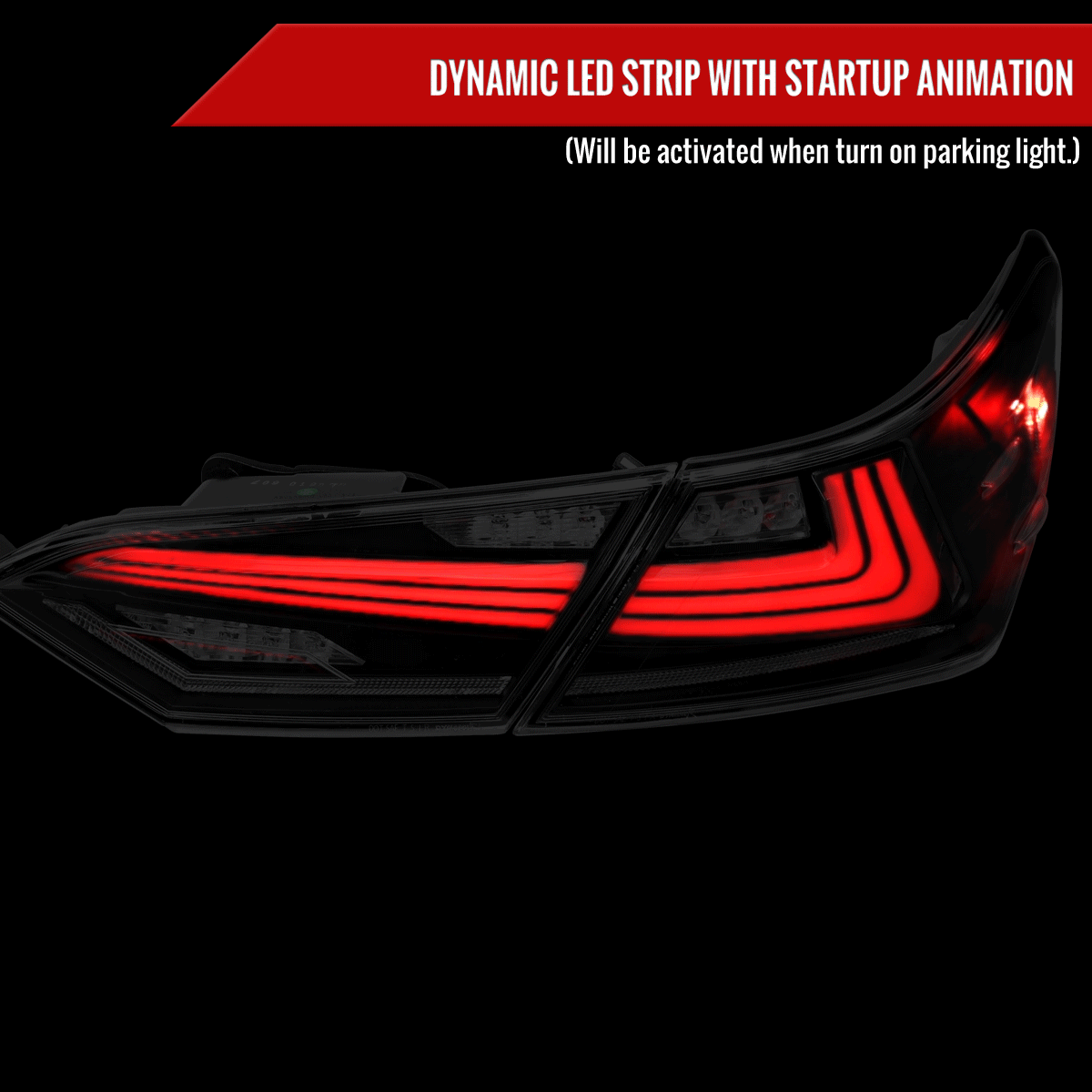 2018-2022 Toyota Camry LED Tail Lights w/ Sequential Signal Lamps (Matte Black Housing/Clear Lens)