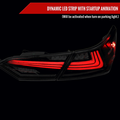 2018-2022 Toyota Camry LED Tail Lights w/ Sequential Signal Lamps (Matte Black Housing/Clear Lens)