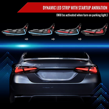 2018-2022 Toyota Camry LED Tail Lights w/ Sequential Signal Lamps (Matte Black Housing/Clear Lens)