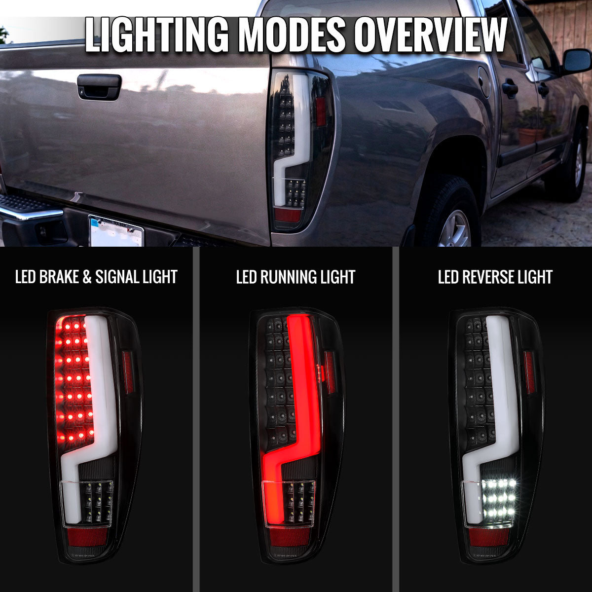 2004-2012 Chevy Colorado/GMC Canyon LED Tail Lights - Black/Clear - view 7