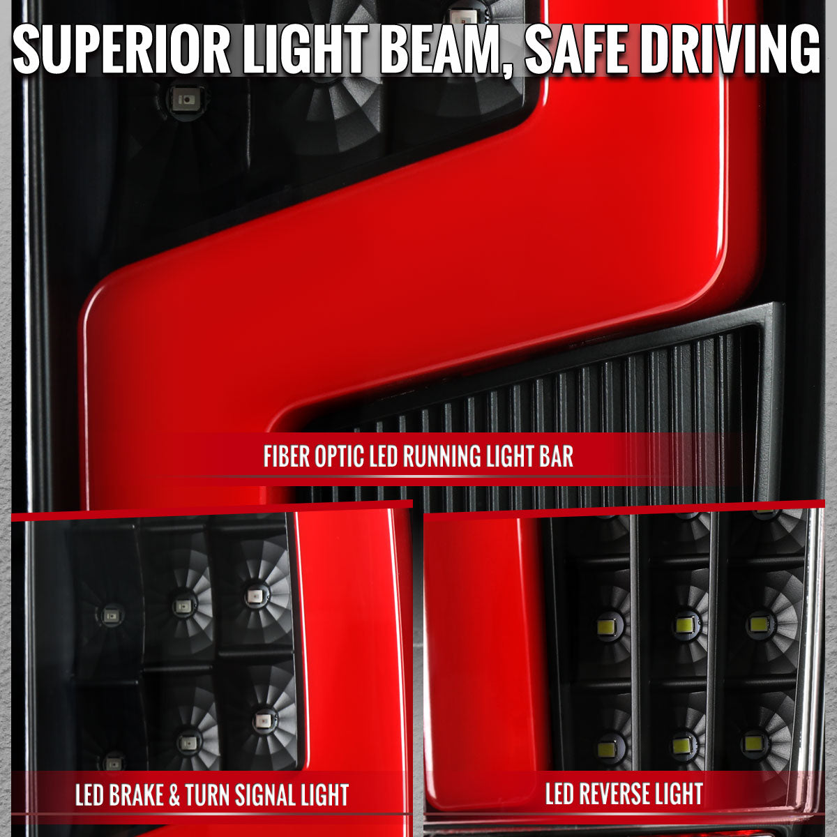 2004-2012 Colorado/Canyon Red LED Bar Tail Lights - Black/Clear - view 3