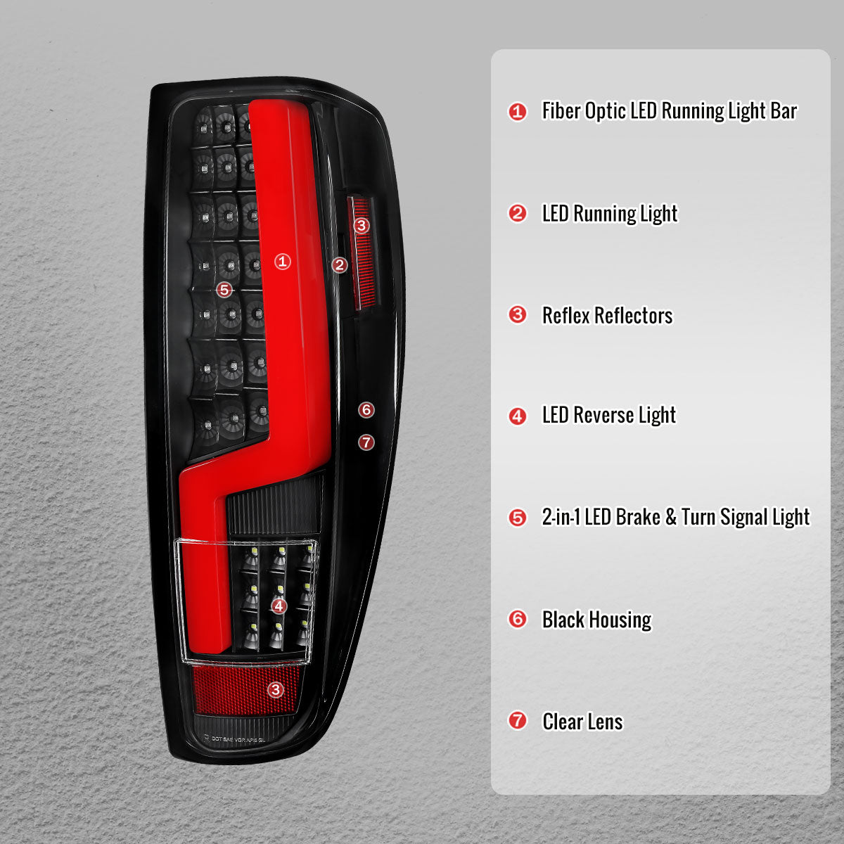2004-2012 Colorado/Canyon Red LED Bar Tail Lights - Black/Clear - view 4