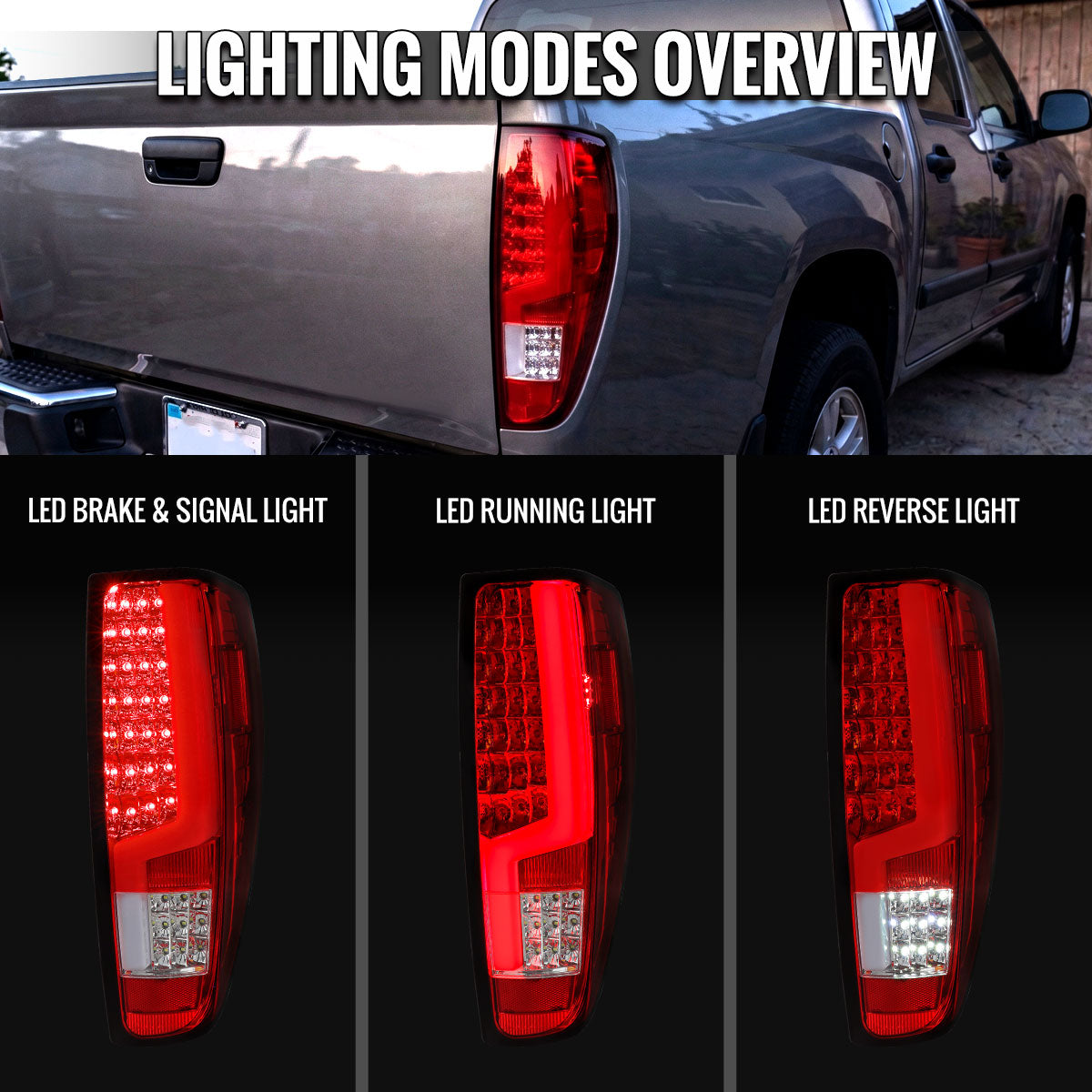 2004-2012 Chevy Colorado/GMC Canyon LED Tail Lights - Chrome/Red - view 7