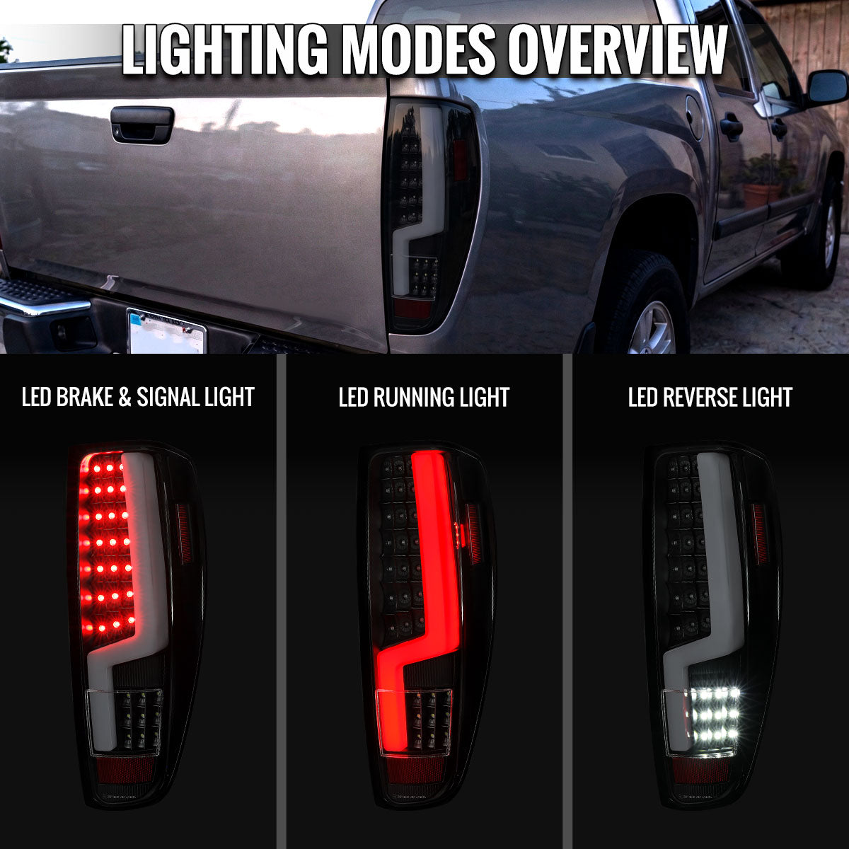 2004-2012 Chevy Colorado/GMC Canyon LED Tail Lights - Black/Smoked - view 7
