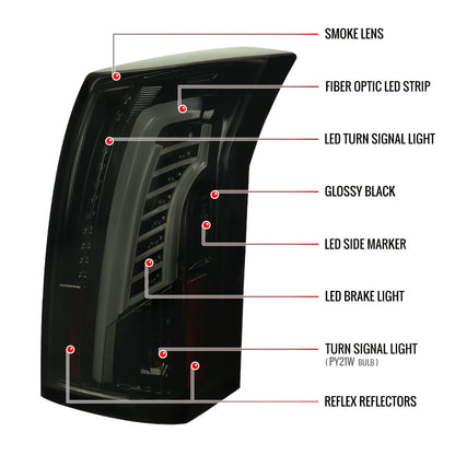 2003-2007 Cadillac CTS LED Tail Lights (Glossy Black Housing/Smoked Lens)