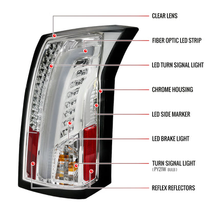 2003-2007 Cadillac CTS LED Tail Lights (Chrome Housing/Clear Lens)