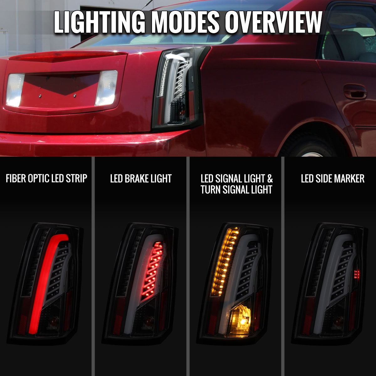 2003-2007 Cadillac CTS LED Tail Lights (Matte Black Housing/Clear Lens)