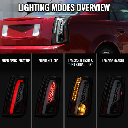 2003-2007 Cadillac CTS LED Tail Lights (Matte Black Housing/Clear Lens)