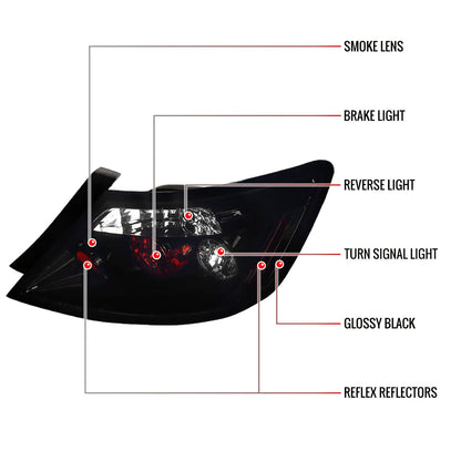 2006-2011 Honda Civic Coupe Tail Lights (Glossy Black Housing/Smoked Lens)