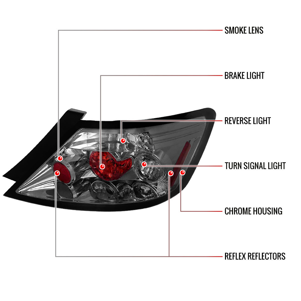 2006-2011 Honda Civic Coupe Tail Lights (Chrome Housing/Smoked Lens)