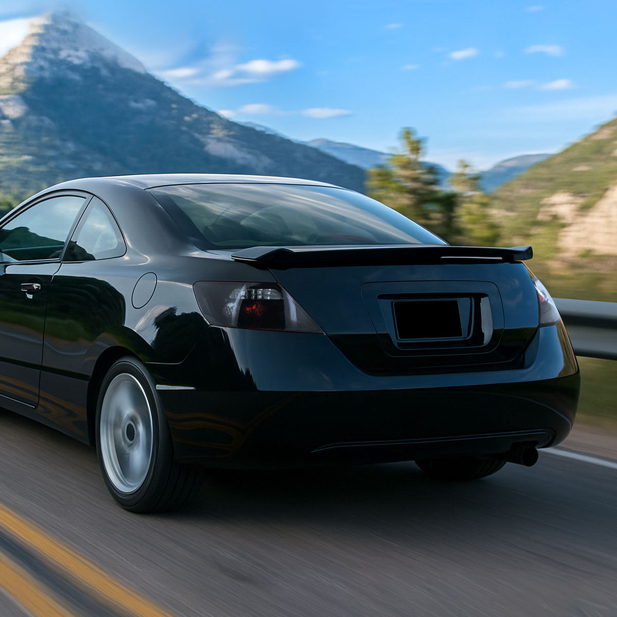 2006-2011 Honda Civic Coupe Tail Lights (Matte Black Housing/Clear Lens)